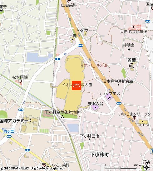 イオン太田店付近の地図